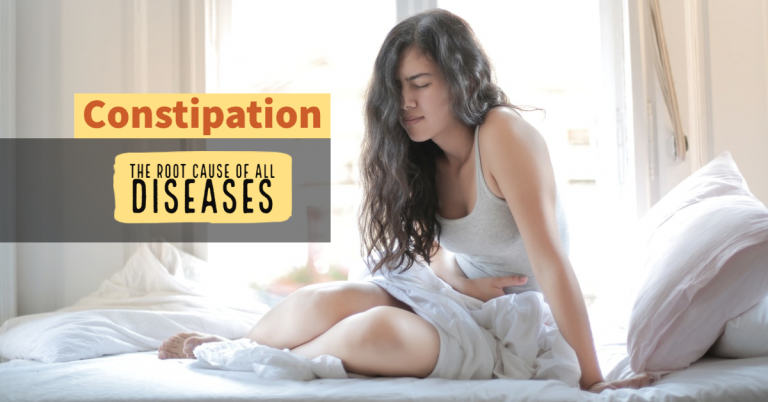 a girl in the morning affected by constipation pain