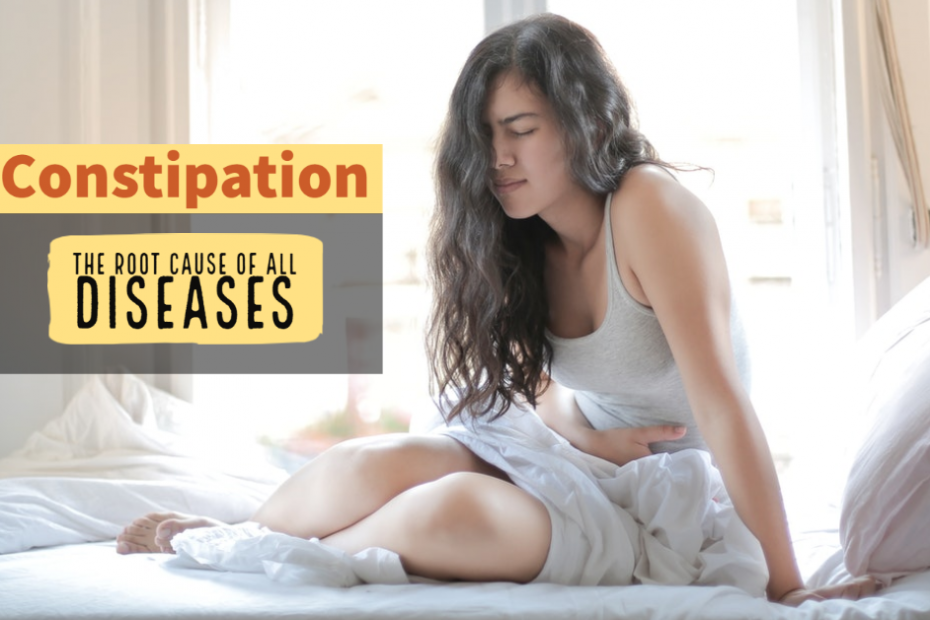 a girl in the morning affected by constipation pain
